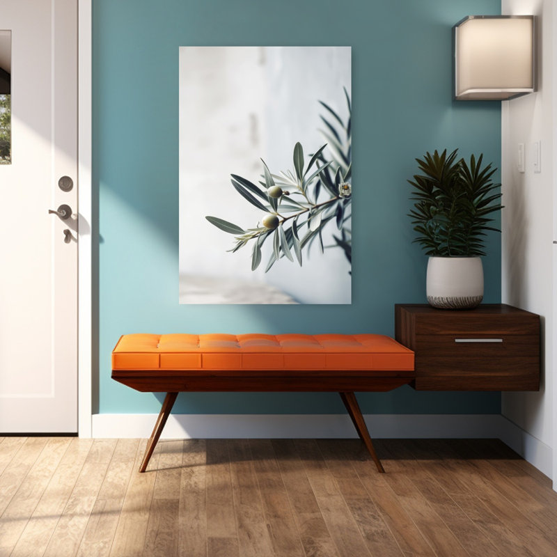 Olive Sérénité Affiche murale contemporaine élégante et minimaliste représentant une plante naturelle, 48" H x 32" W