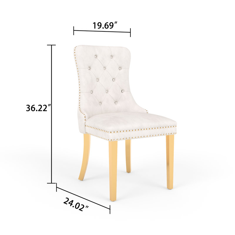 Dining Set, 5 Pieces: Table, 4 Chairs, White/Gold, Gold