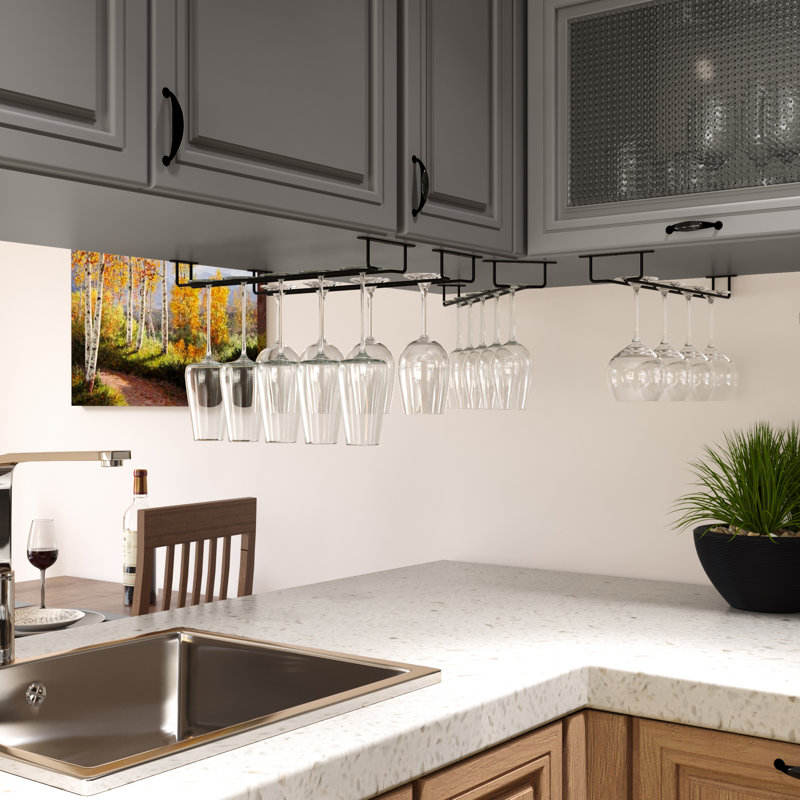 Castellanos Hanging Wine Glass Rack in Black