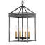 Luminaire suspendu lanterne 9,84 "noir mat et doré 9,84" avec chaîne réglable, lustre campagnard industriel moderne pour îlot de cuisine, base E12