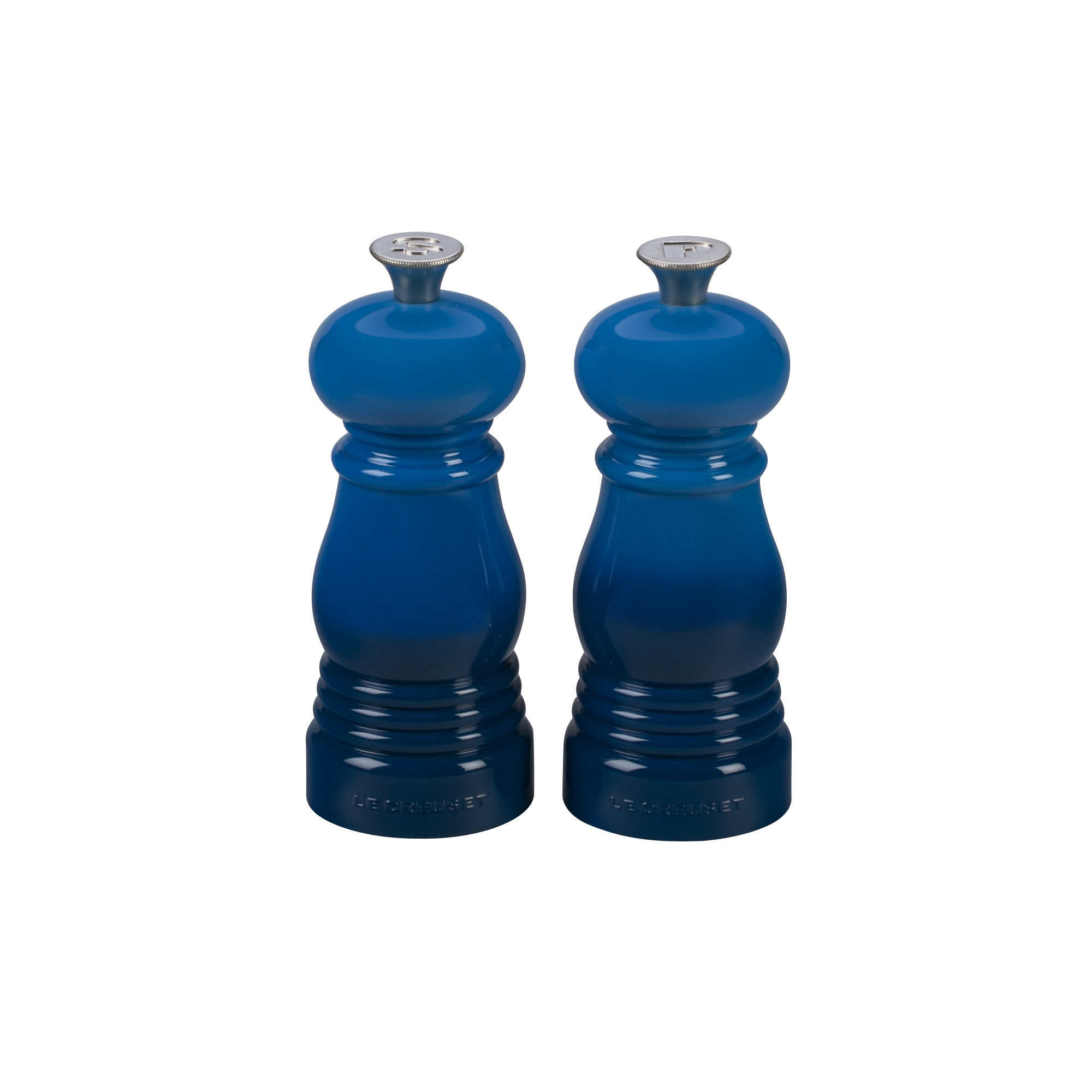 Le Creuset Set of 2 Salt and Pepper Mills, Cerise, 4.3" H x 2.9" W x 2.9" D