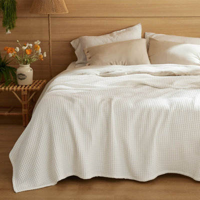 Bedsure 100% Cotton Waffle Weave Blankets 239GSM