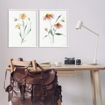 «Flower Stem Bees», ensemble de 2 giclées par Katrina Pete
