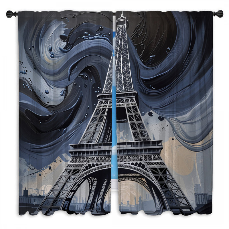 Rideaux de fenêtre Tour Eiffel obscurcissant et obscurcissant - 2 panneaux, 40in x 50in - 2 panels, Transparent