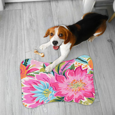 Pink Blossom Art - 1 Piece Bone Shape Feeding Mat