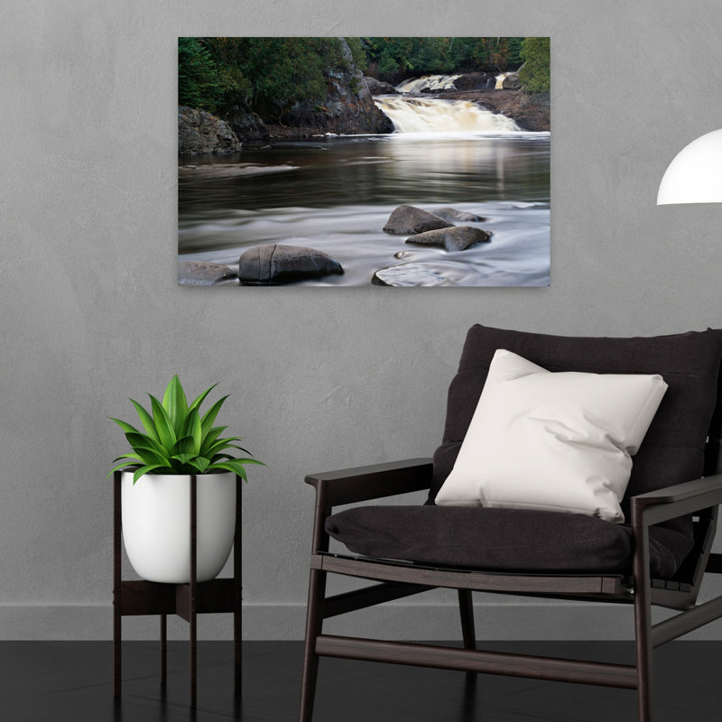 Two Step Falls On Baptism River Tettegouche State Park Minnesota Usa. Peaceful Tranquil Abstract Forest Nature Art
