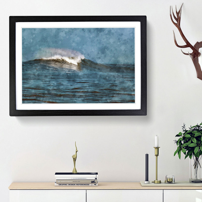 Wave Rising - Picture Frame Painting Print, Black Framed, 62cm H x 87cm W x 2cm D