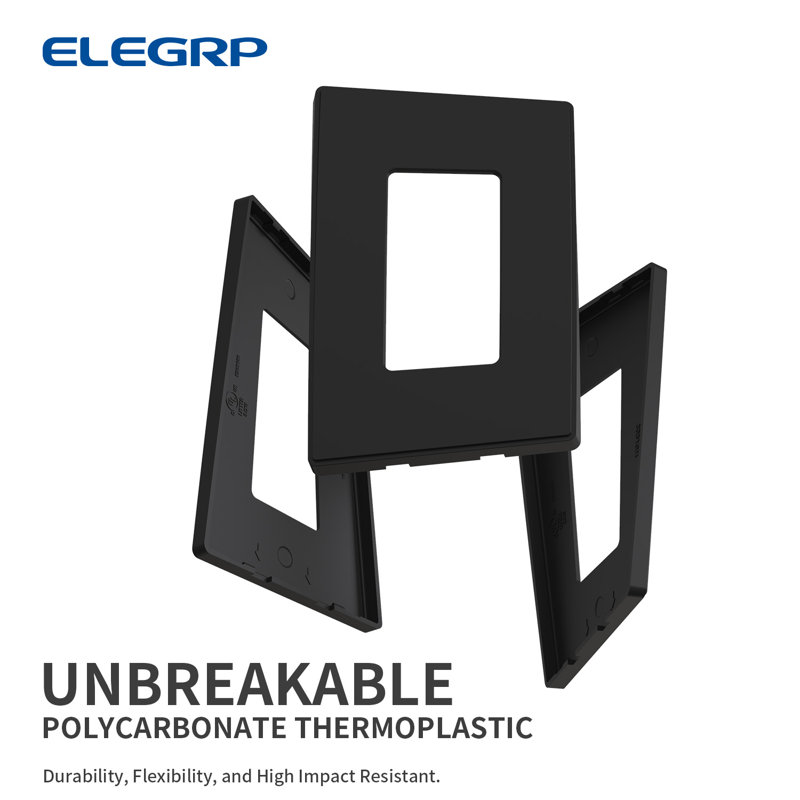 Black 1-Gang Screwless Decorative Wall Plate Set
