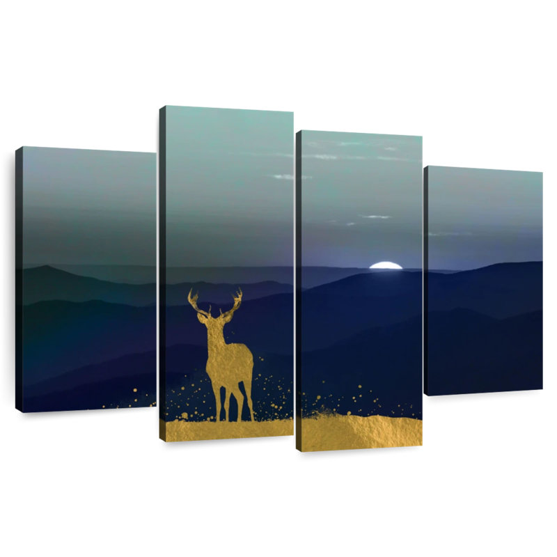 Silhouette de ronce de cerf solitaire, H 42 po x l 68 po