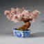 Genuine Rose Quartz Bonsai Tree in Square Ceramic Pot (11")