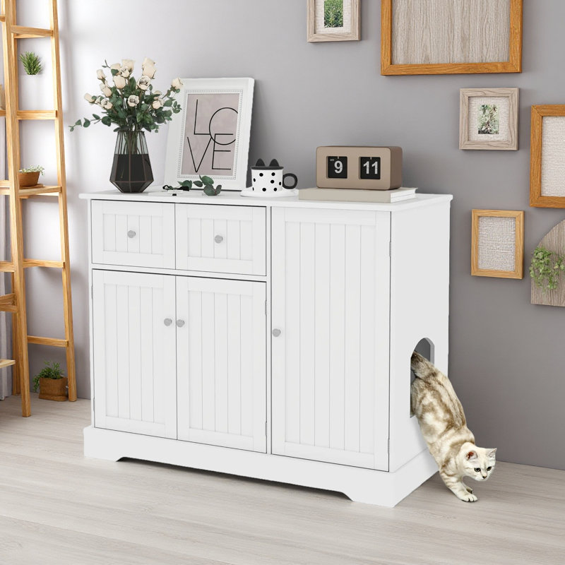 Enceinte de litière pour chat avec tiroirs