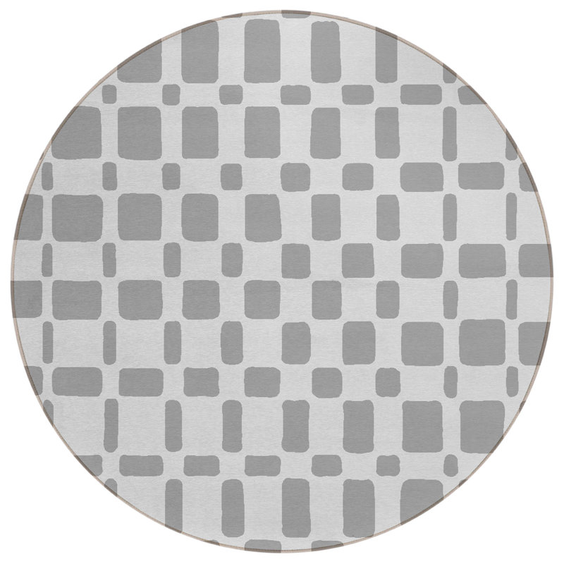 Malek Indoor/Outdoor Area Rug with Non-Slip Backing, Round 8'