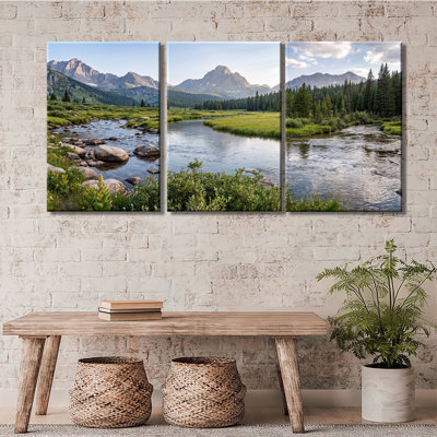 Mountain River Valley Landscape Canvas Prints Set Of 3