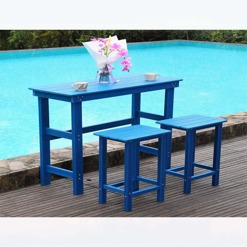 Table de salle à manger et bar d'extérieur toutes saisons, bleu marine, imperméable, résistante à la corrosion pour les jardins et les bords de piscine