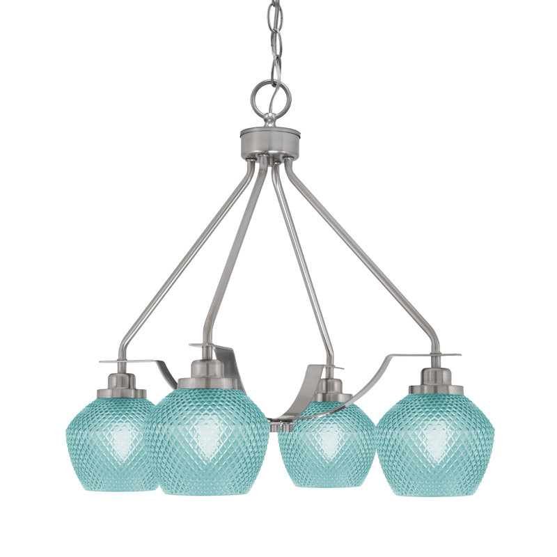 Lustre 4 lumières Scituate illustré, Bleu, Nickel brossé