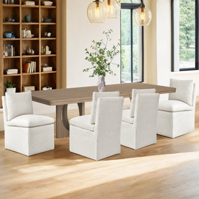 19" Wide Modern Beige Dining Chair With Padded Backrest
