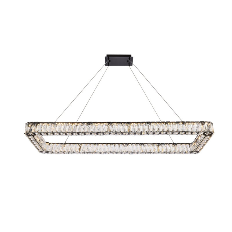 Luminaire suspendu simple rectangulaire à DEL 50 po Maart, H 80 po x l 50 po x P 19 po, Noir