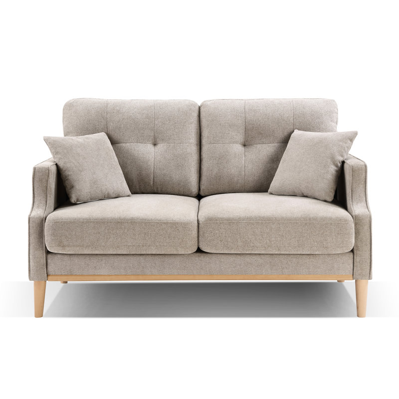 Espace de vie 2 places en crème, tissu imperméable, porto, mousse haute densité pour un repos confortable, revêtement en tissu, rembourrage