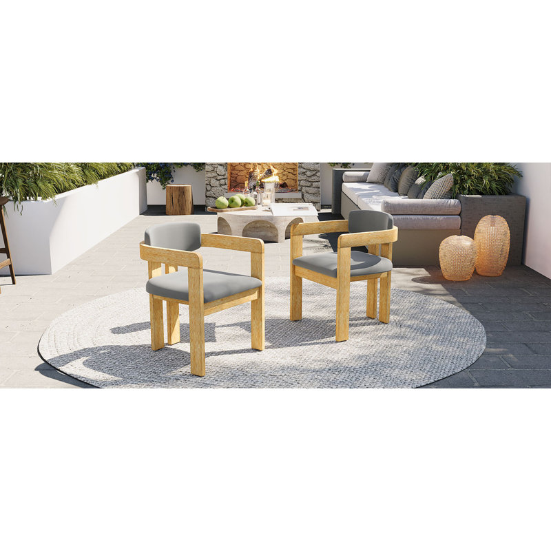 Ensemble de 2 chaises de patio de style moderne en bois d'acacia