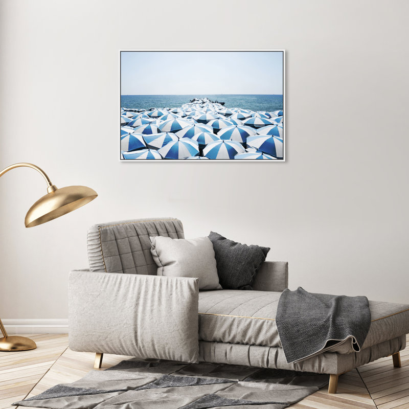 Blue Umbrella Beach - photographie sur toile, White, H 24 po x l 36 po