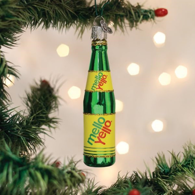 Old World Christmas Blown Glass Ornament for Christmas Tree, Mello Yello Bottle