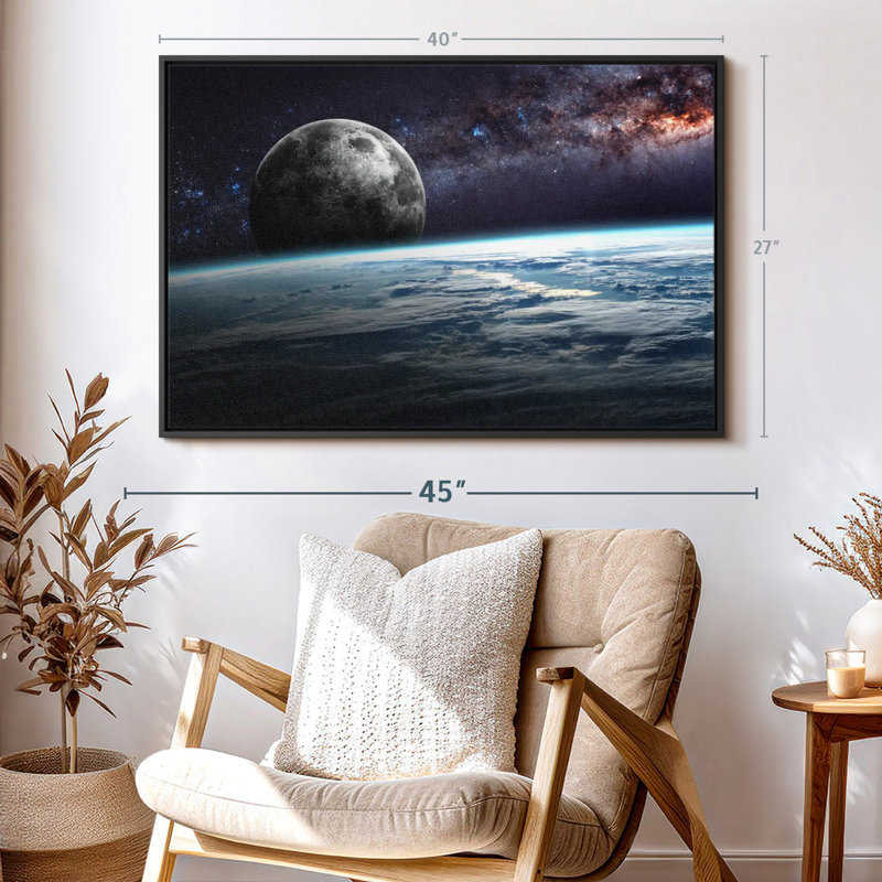 "Terre et lune dans l'espace, art mural", H 27 po x l 40 po