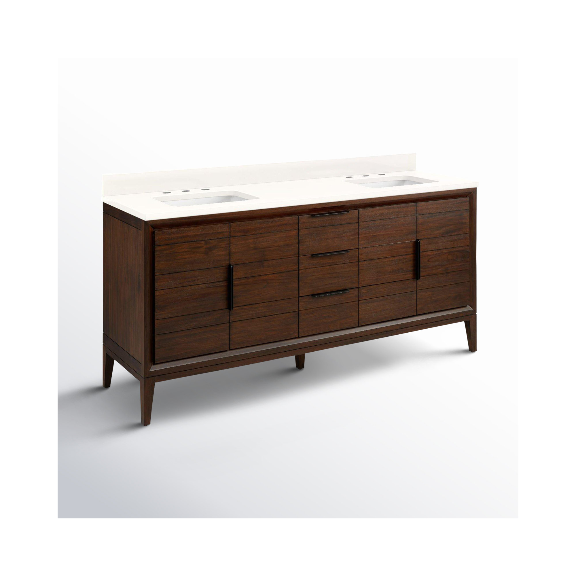Aliso 72" Double Bathroom Vanity, Java, Arctic White Quartz, 8" Widespread