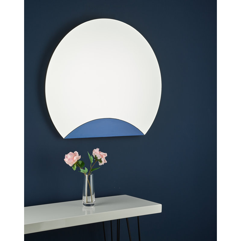 Freddye Flat Wall Mirror, Blue
