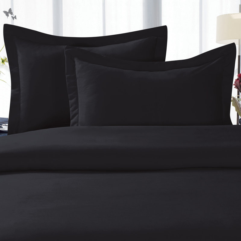 Modern & Contemporary Polyester Duvet Cover, Black, King/Cal. King Duvet Cover + 2 Standard Shams
