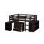 Lit mezzanine double avec armoire, tablettes et bureau-1685008323