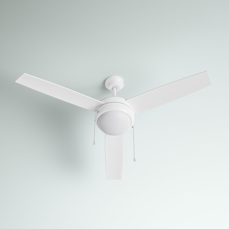 White Modern 52" Ceiling Fan with LED Light Kit