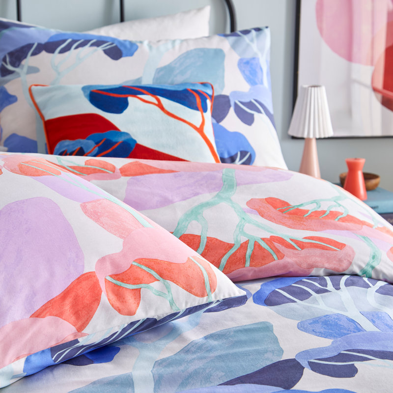 D'Azure Cotton Blend Abstract Duvet Cover Set with Pillowcases Included, Double Duvet Cover + 2 Standard Pillowcases