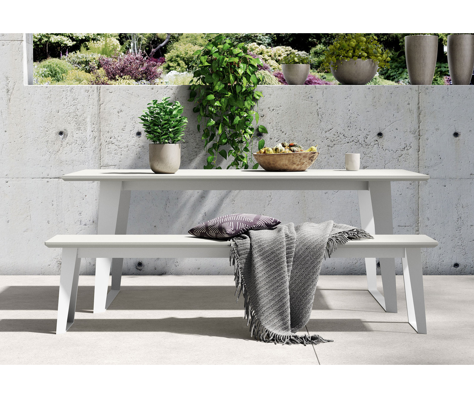 Rami 76" Garden Bench, Performance Stone