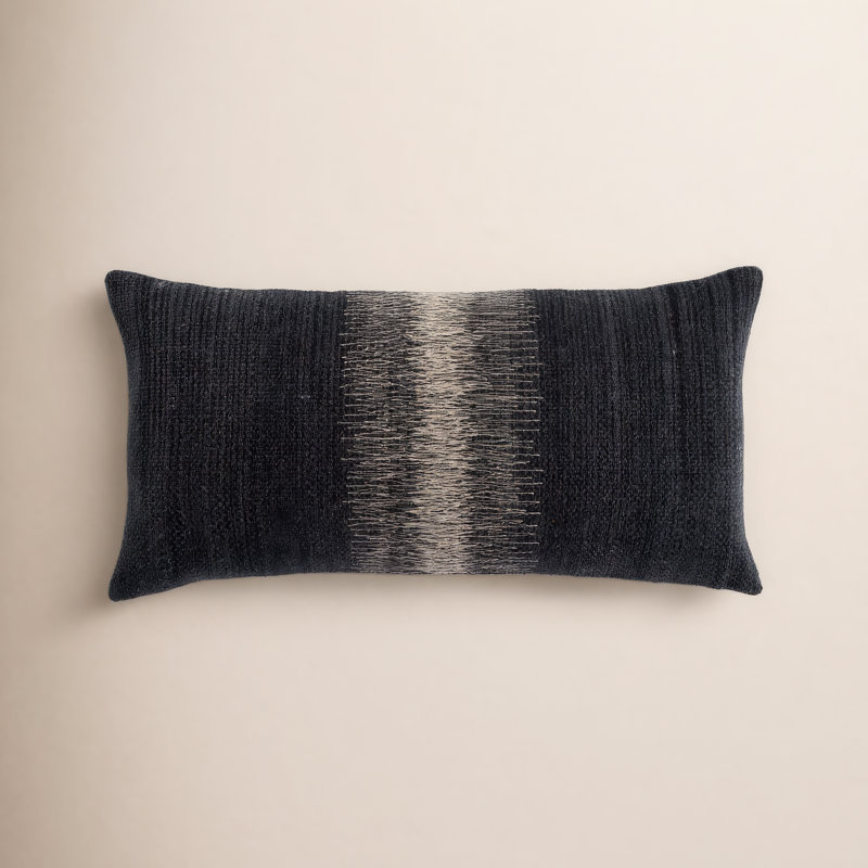 Gowan Handmade Ombre Lumbar Pillow, Down, Black, Rectangle 12"H x 24"W