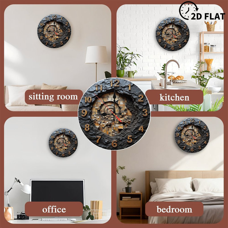 Horloge murale 10 po MDF avec mouvement à quartz silencieux et crochet