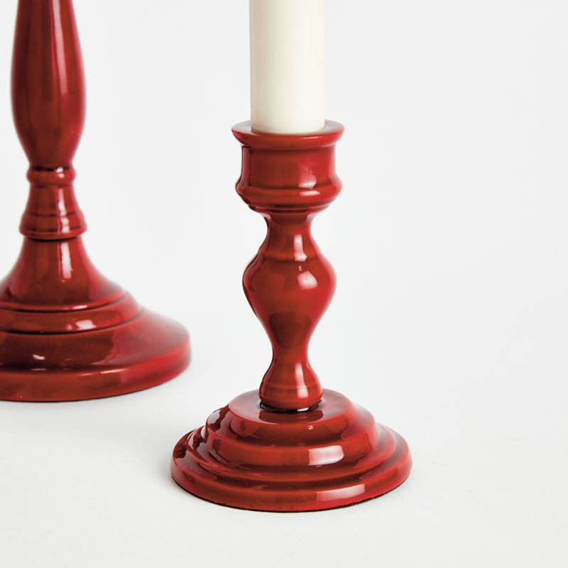Eclat Enamel-Coated Aluminum Taper Holders in Cream, Cream