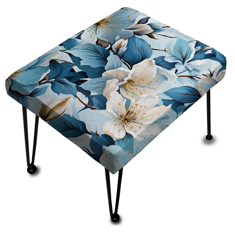 Repose-pieds méditerranéen à motif floral bleu