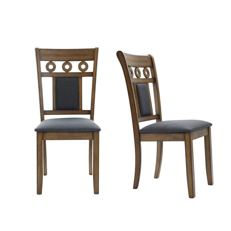 2-Piece Farmhouse Dining Chairs Set, Modern Fabric Side Chair with Solid Wood Legs