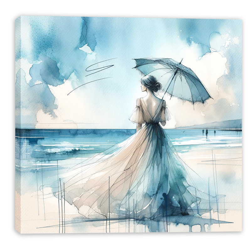 Art mural sur toile tendue Serene Moment Under the Parasol, H 20 po x l 20 po x P 1,5 po