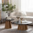 Round Wooden Coffee Table with Cedar Veneer Top-131403575