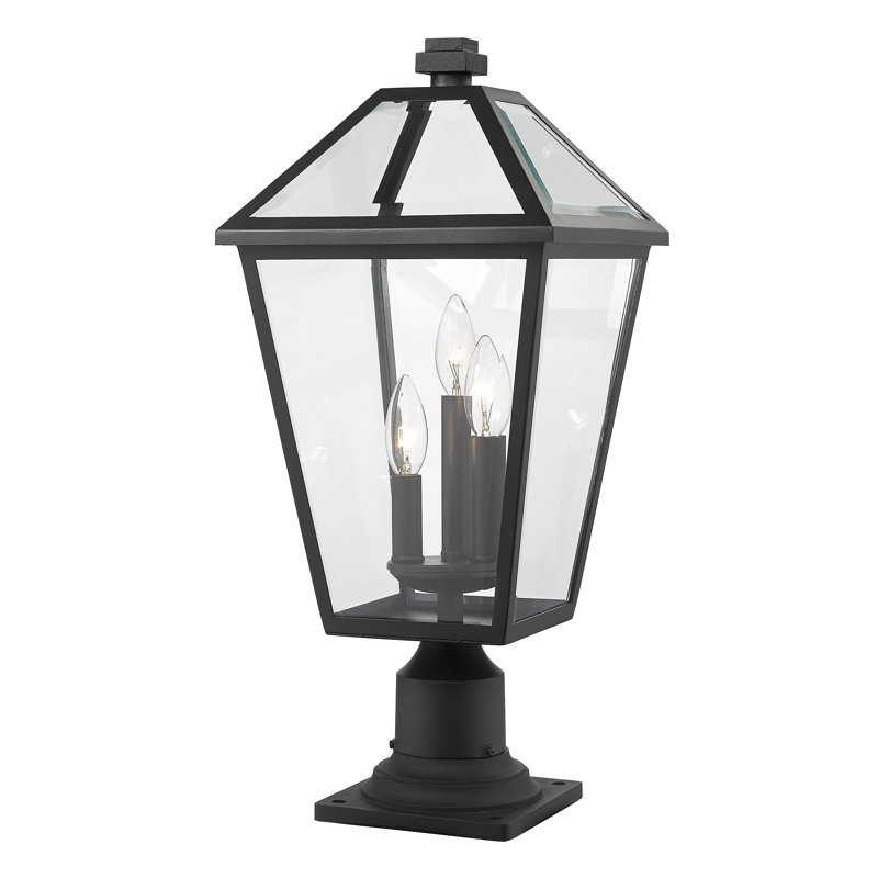 Luminaire à fixation sur mât câblé à 1 lumière Anaye, Noir, Biseauté, H 22,25 po x l 10 po x P 10 po