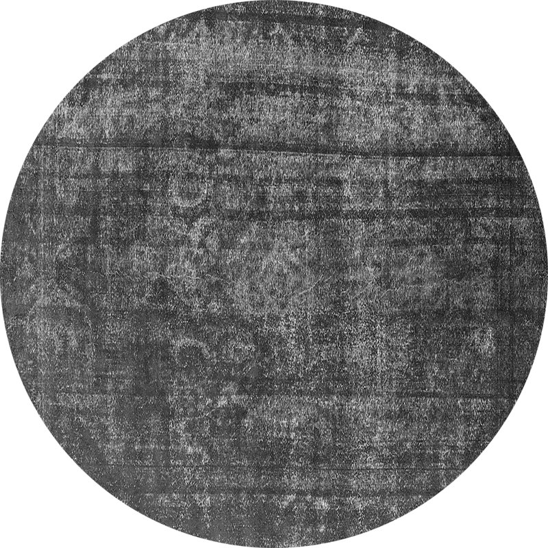 Tapis rond gris en polyester / chenille tissé à la machine 6 pi Giacobo, Rond 4 pi