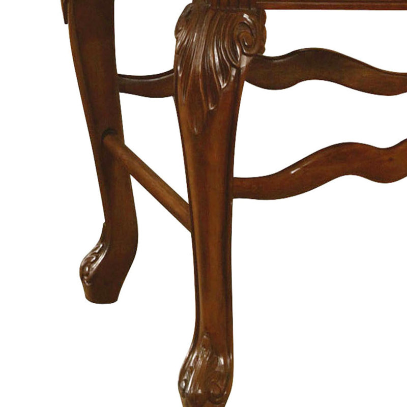Élégant tabouret à hauteur de comptoir de 2 - Coussin de siège beige, base en bois de cerisier, paire de sièges sophistiqués revêtus de tissu d'ameublement intemporel, magnétisme rétro