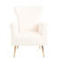 Fauteuil à oreilles en velours avec pieds dorés, espace de détente rembourré, pour chambre à coucher, blanc - salon simple et chambre à coucher
