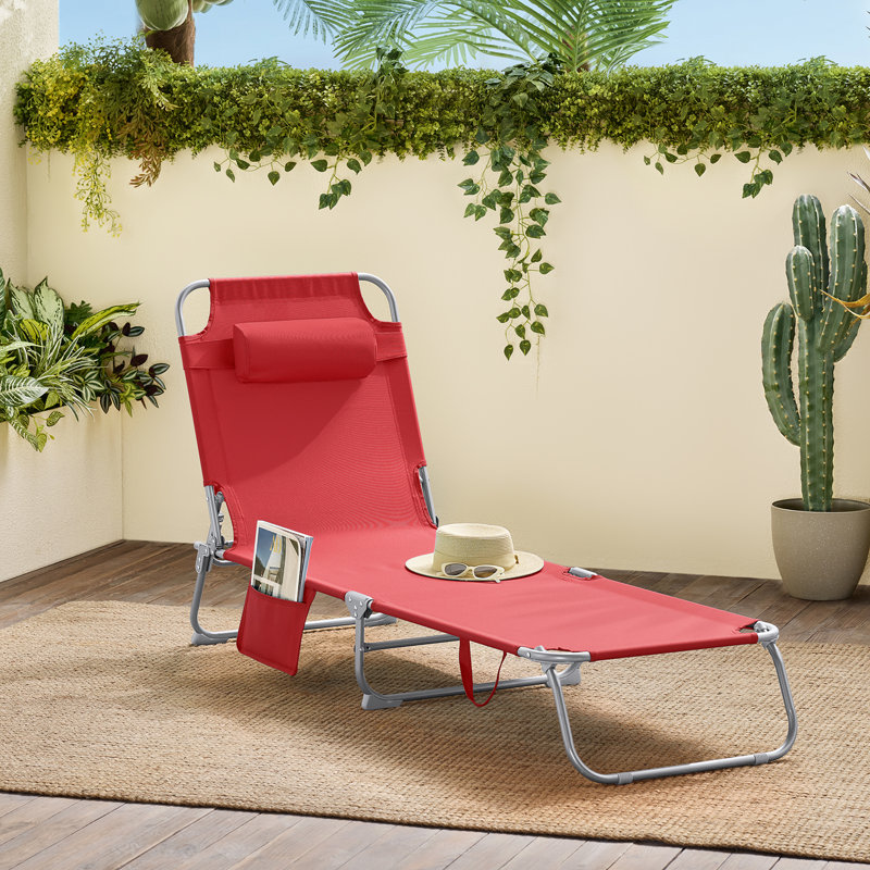 Hackley Reclining Sun Lounger with Cushions Patio Chaise Lounge, 1
