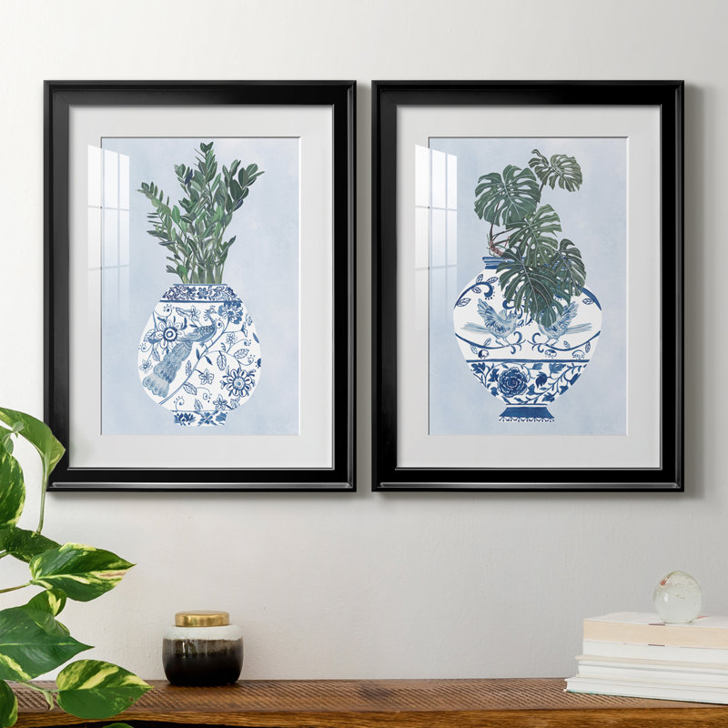 «Moonlight Vase I», reproduction encadrée de qualité supérieure - prête à être accrochée, Cadre noir