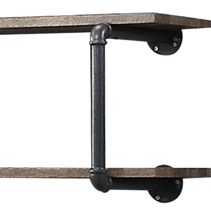 Tablette de rangement murale industrielle 2, chêne antique et gris sable, tablette élégante fonctionnelle en gris naturel et fini, structure en métal pour plus de stabilité