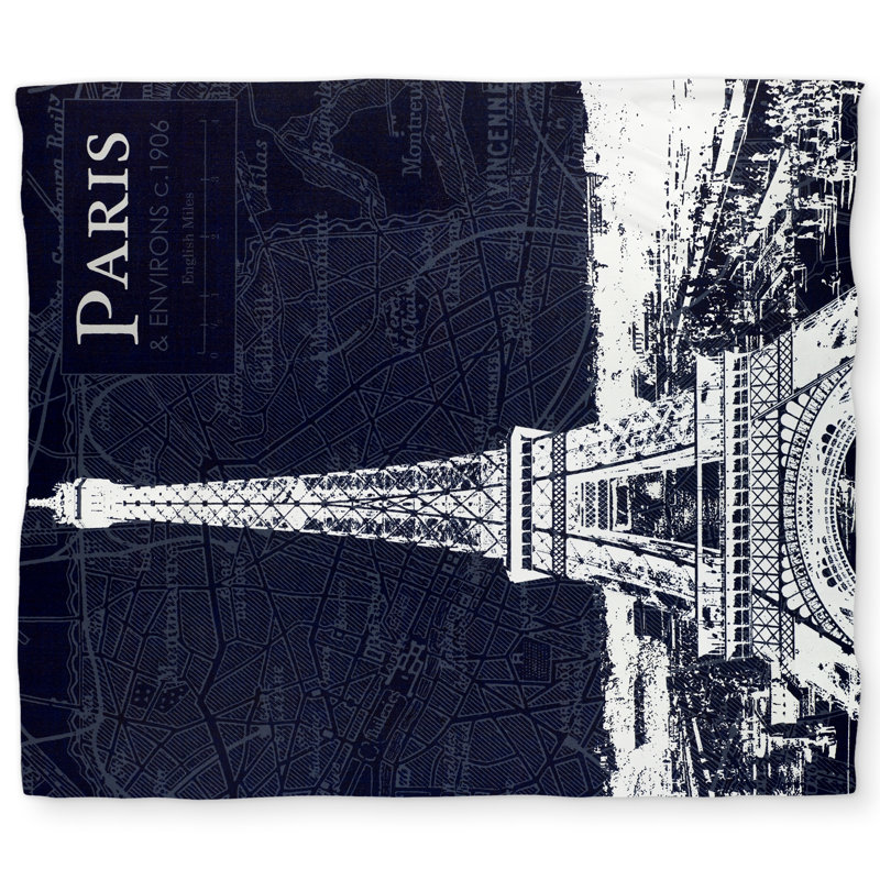 Paris Blue Print Duvet Cover | White Vintage Home Decor