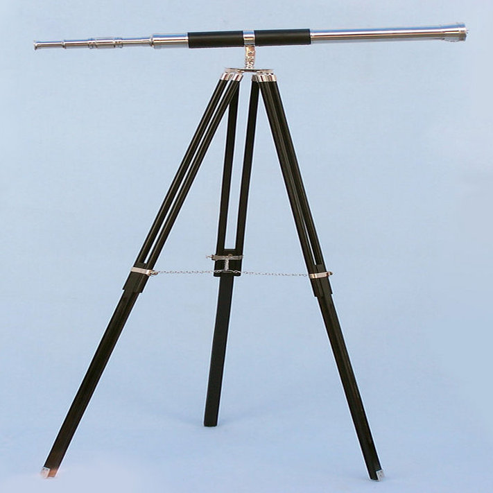 Admiral's Entertainment Decorative Telescope, Chrome/Leather