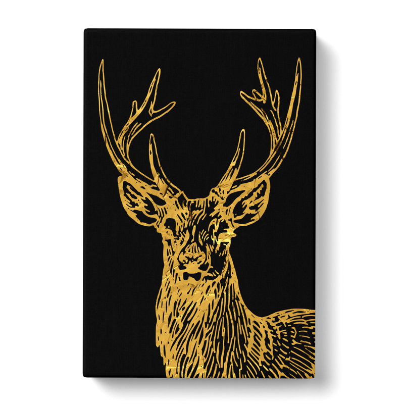 Golden Stag - Wrapped Canvas Print, 60cm H x 40cm W x 3cm D